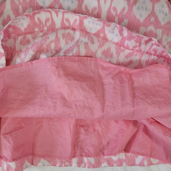 GAP 100% Linen Lined Pink White V Neck Mini Dress Pleated Pockets Size 0 - Picture 8 of 12